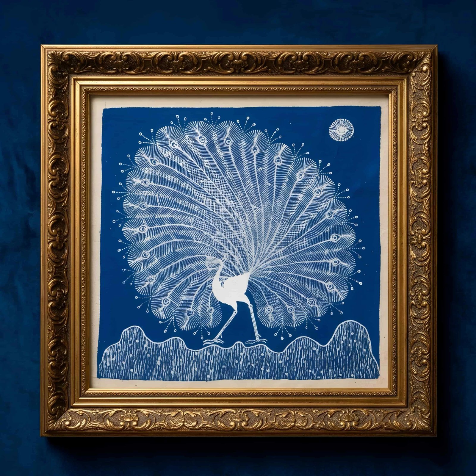 Handmade Warli Painting - Dancing Peacock Thumbnail 1