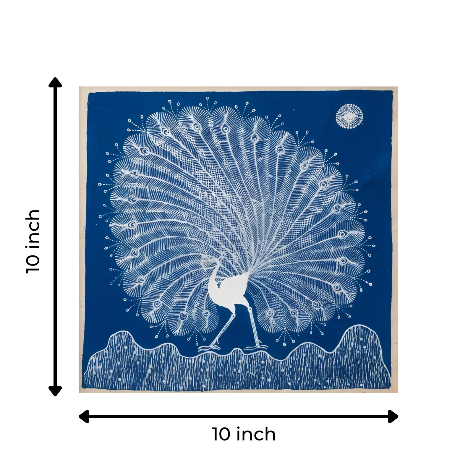 Handmade Warli Painting - Dancing Peacock Thumbnail 3