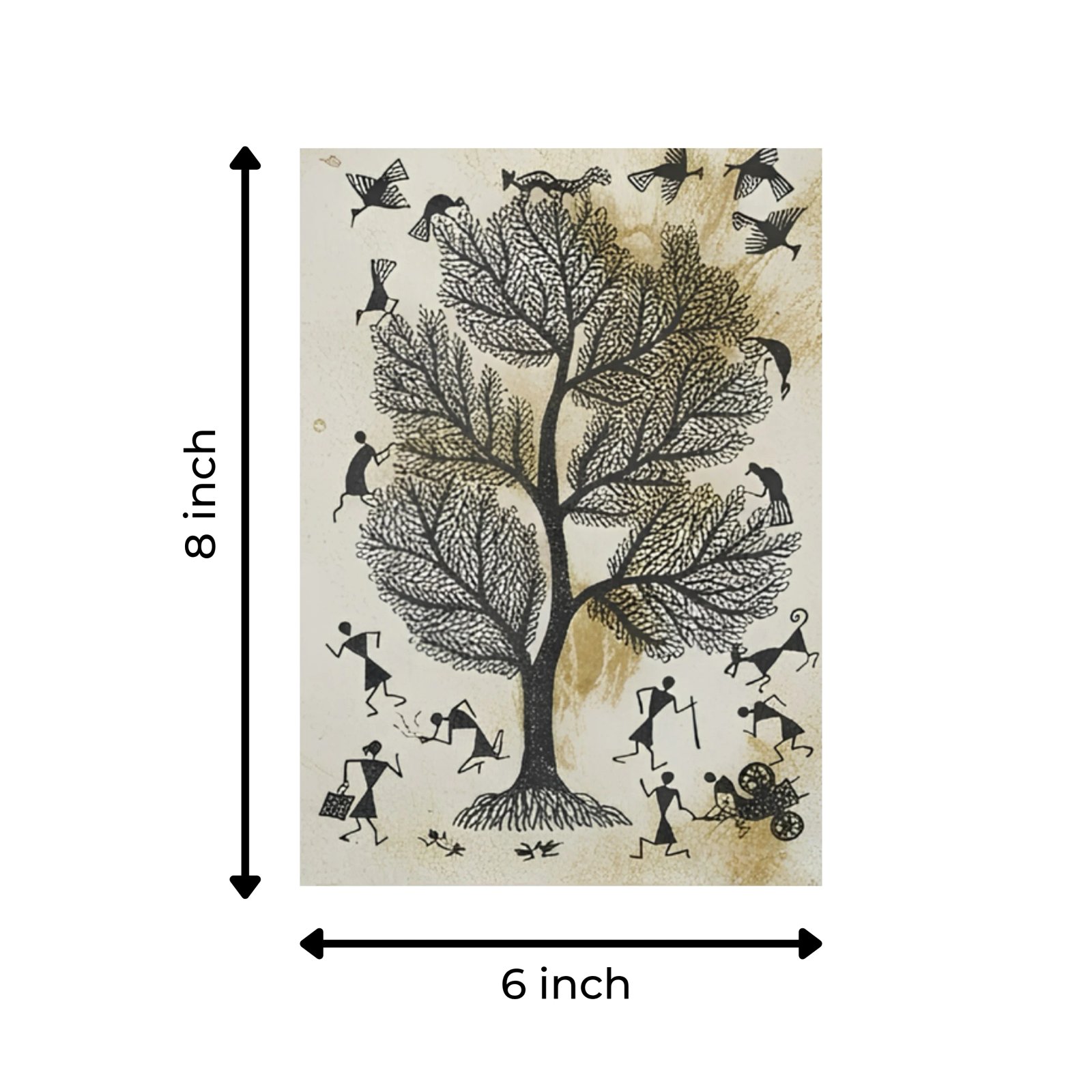 Authentic Warli Tribal Painting – Tree of Life Hand-Painted Wall Art Thumbnail 3