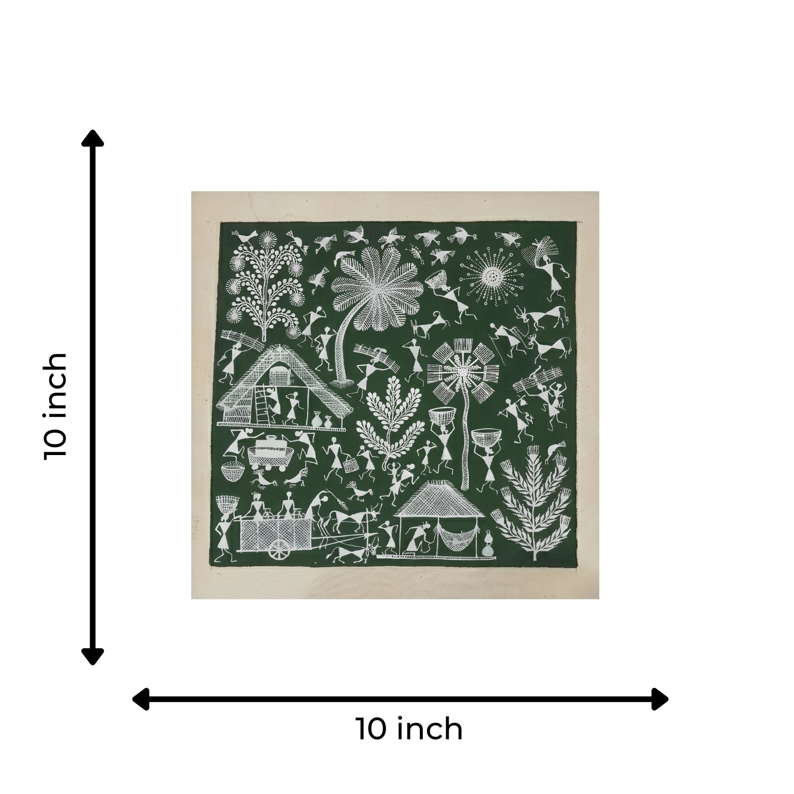 Handmade Warli Painting - Traditional Village Life Thumbnail 3