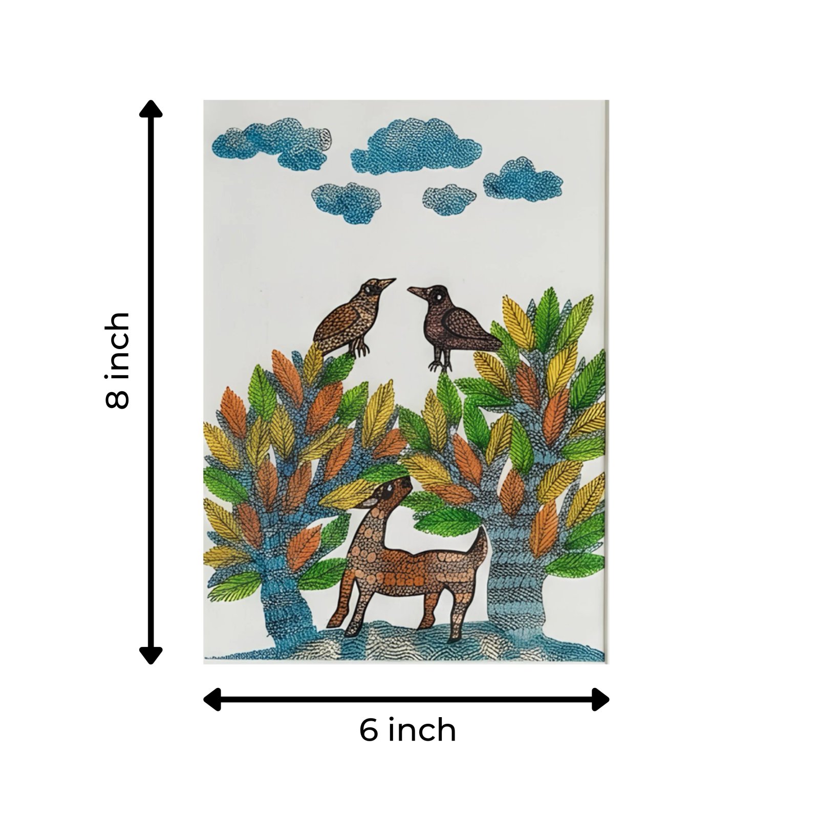 Handpainted Gond Art Forest Landscape Painting Thumbnail 3