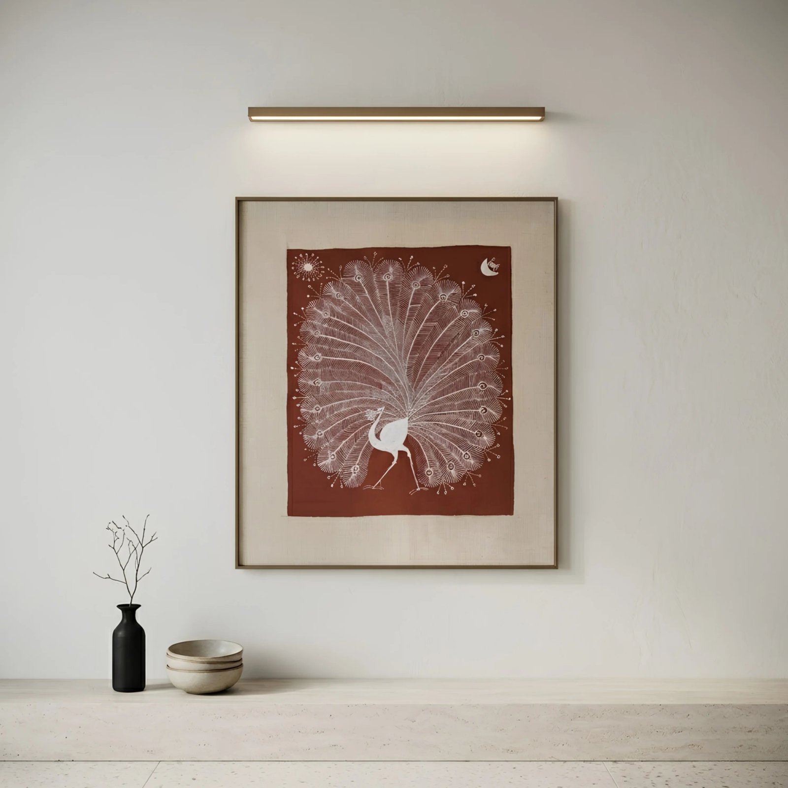 Moonlit Peacock – Tribal Folk Art Painting Thumbnail 2