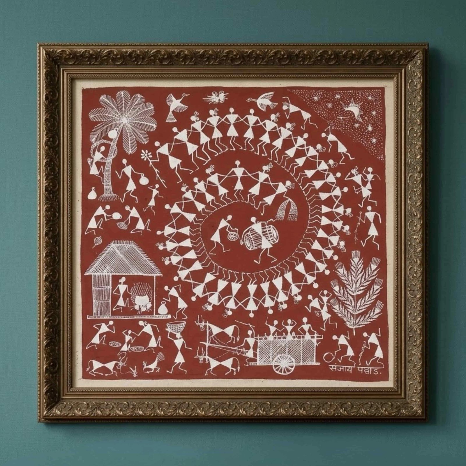Tribal Celebration – Village Dance Folk Art Painting Thumbnail 1