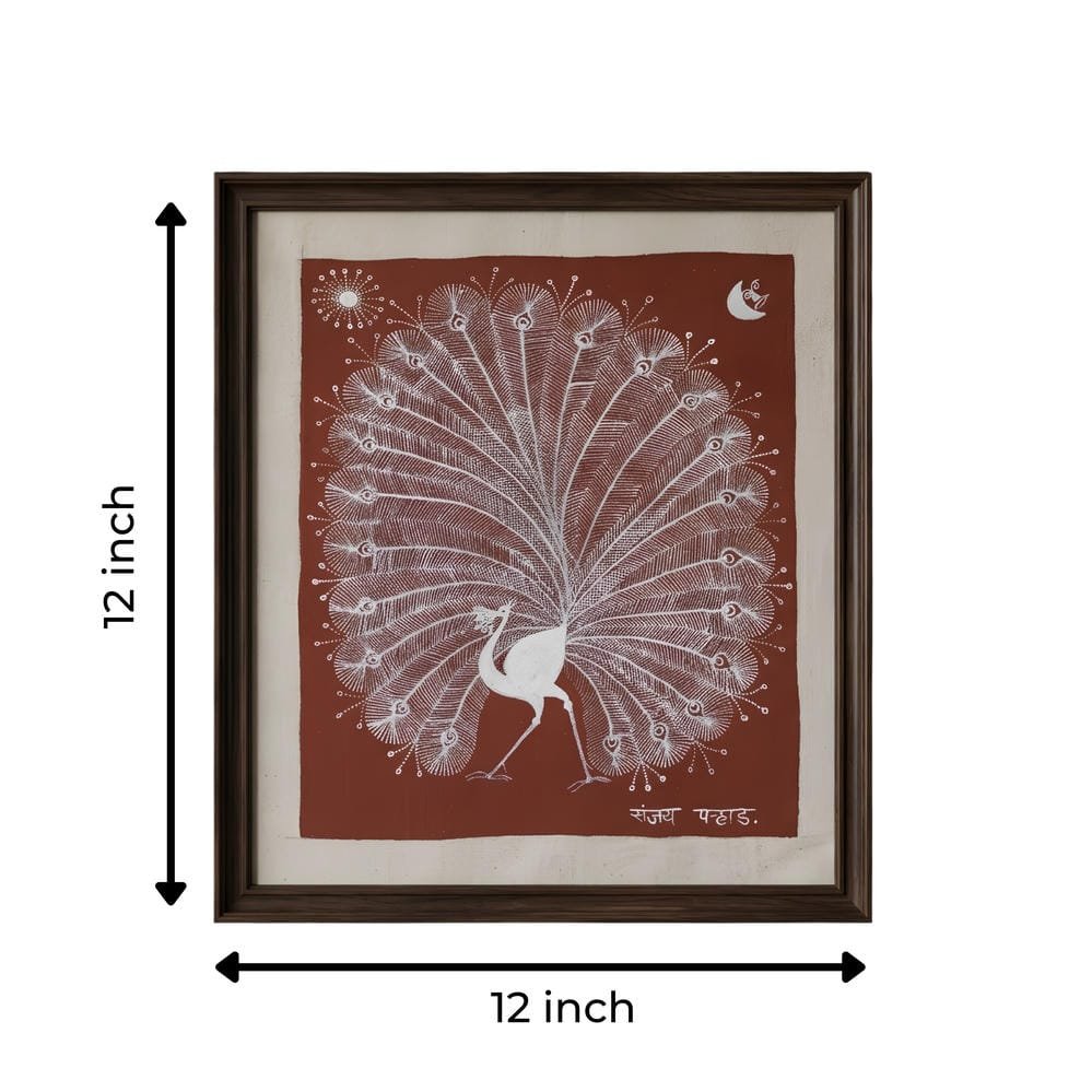 Moonlit Peacock – Tribal Folk Art Painting alternate view