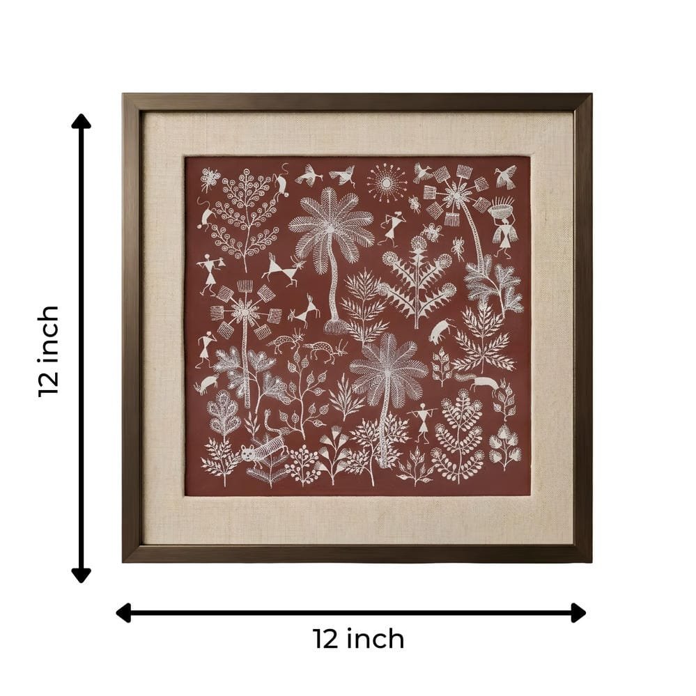 Original Warli Forest and Wildlife Painting alternate view