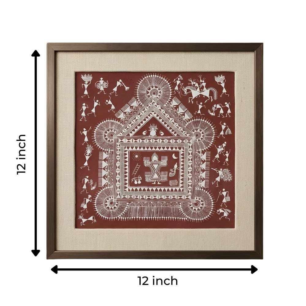 Traditional Warli Wedding Chauk Painting on Canvas alternate view