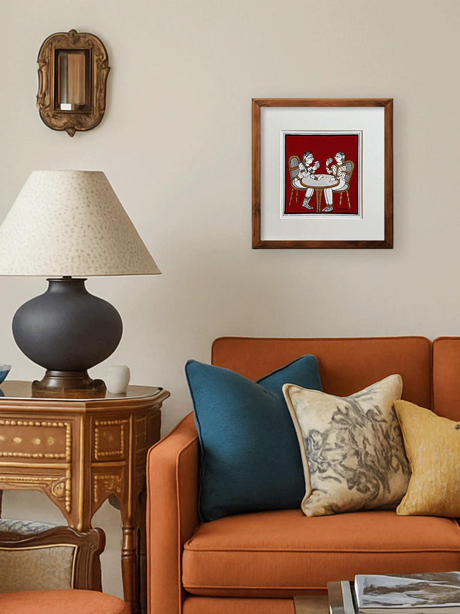 Coffee and Conversation: A Phad Painting