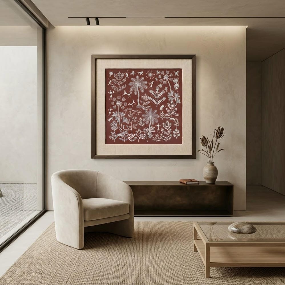 Original Warli Forest and Wildlife Painting