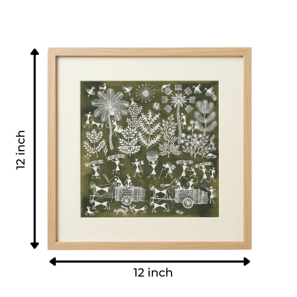 Handmade Warli Painting - Tribal Harvest alternate view