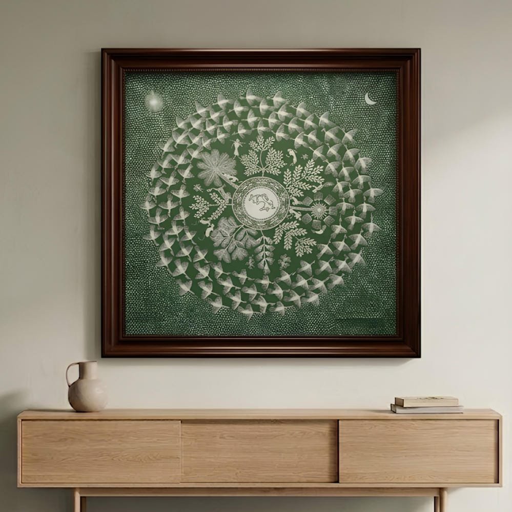 Circle of Harmony – Tribal Bird Mandala Folk Art Painting