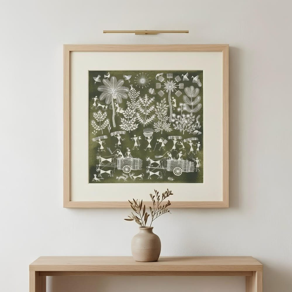 Handmade Warli Painting - Tribal Harvest