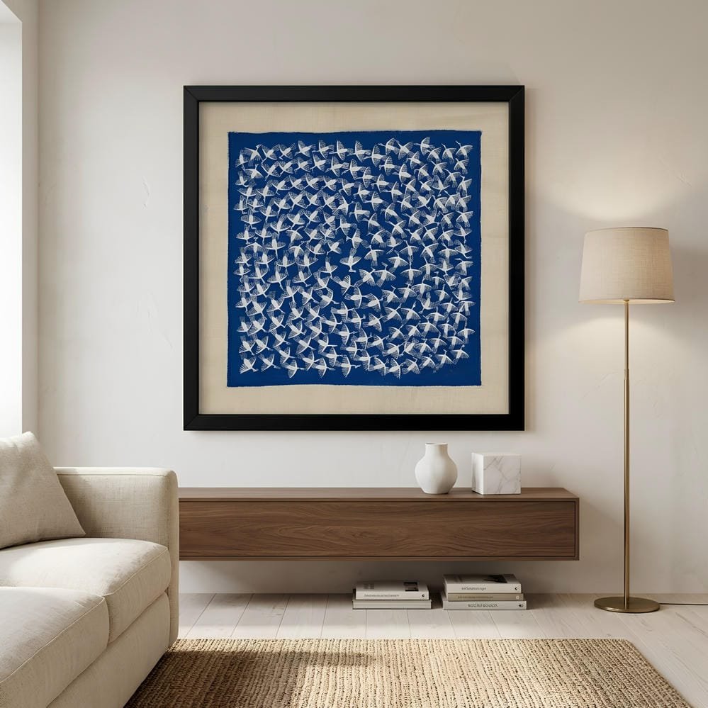 Handpainted Warli Birds in Flight Painting on Canvas