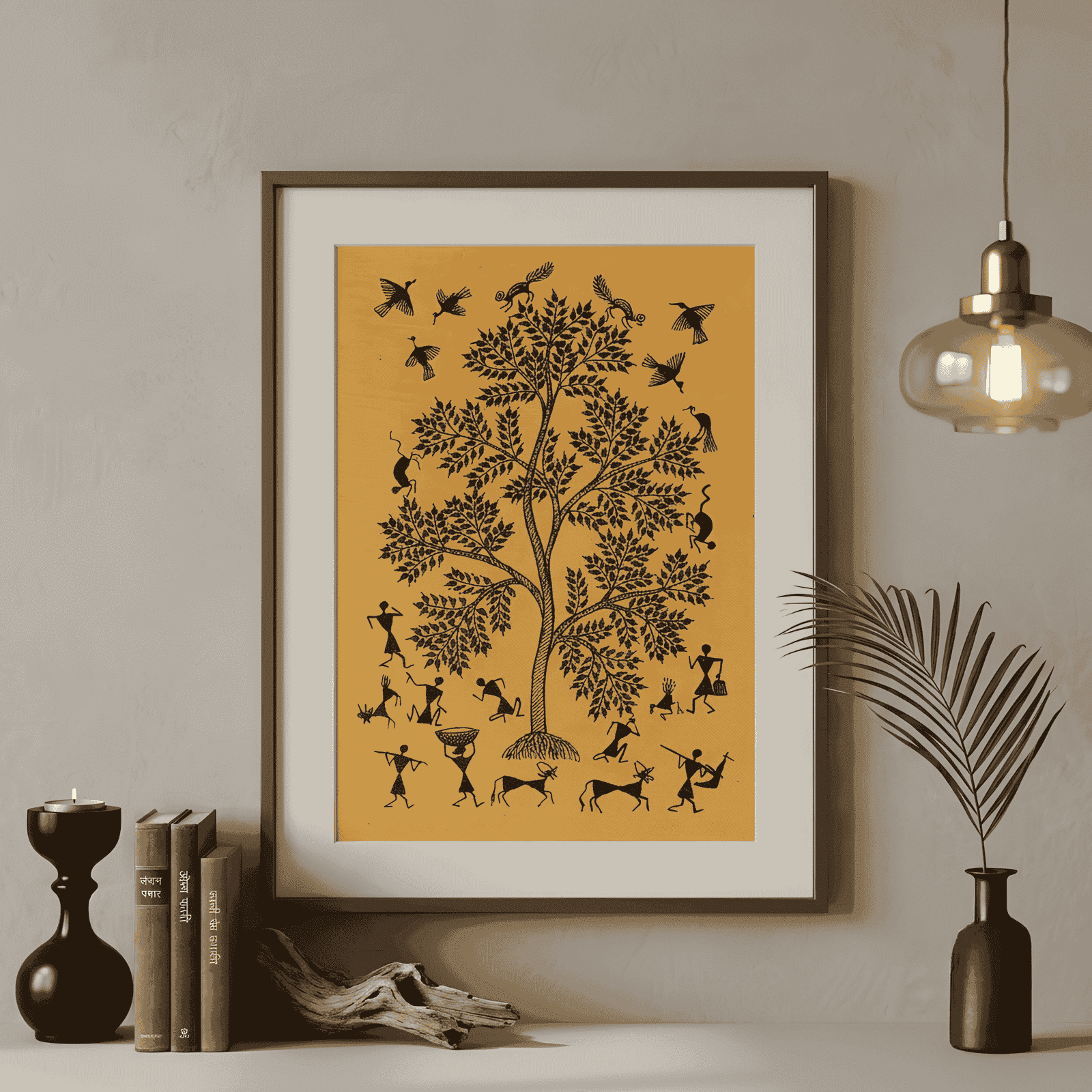 Authentic Warli Tree of Life alternate view