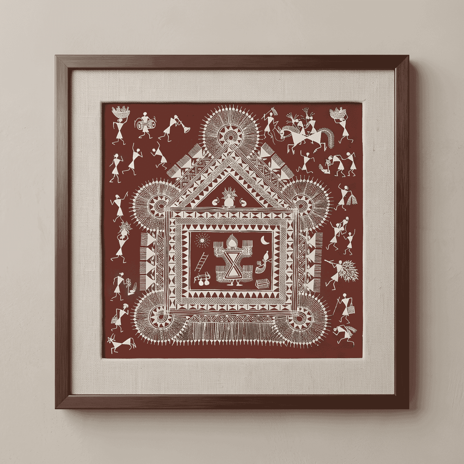 Traditional Warli Wedding Chauk Painting on Canvas