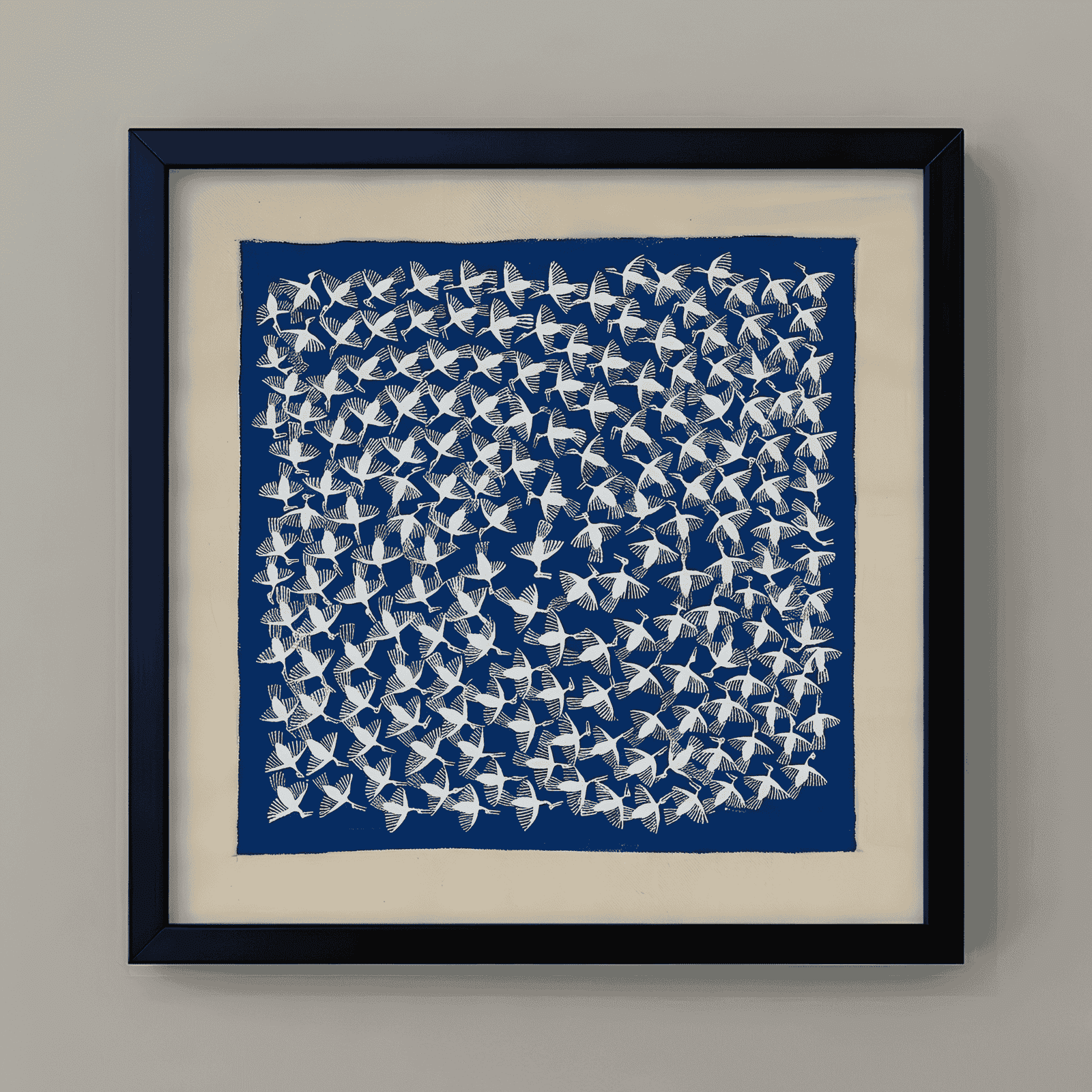 Handpainted Warli Birds in Flight Painting on Canvas