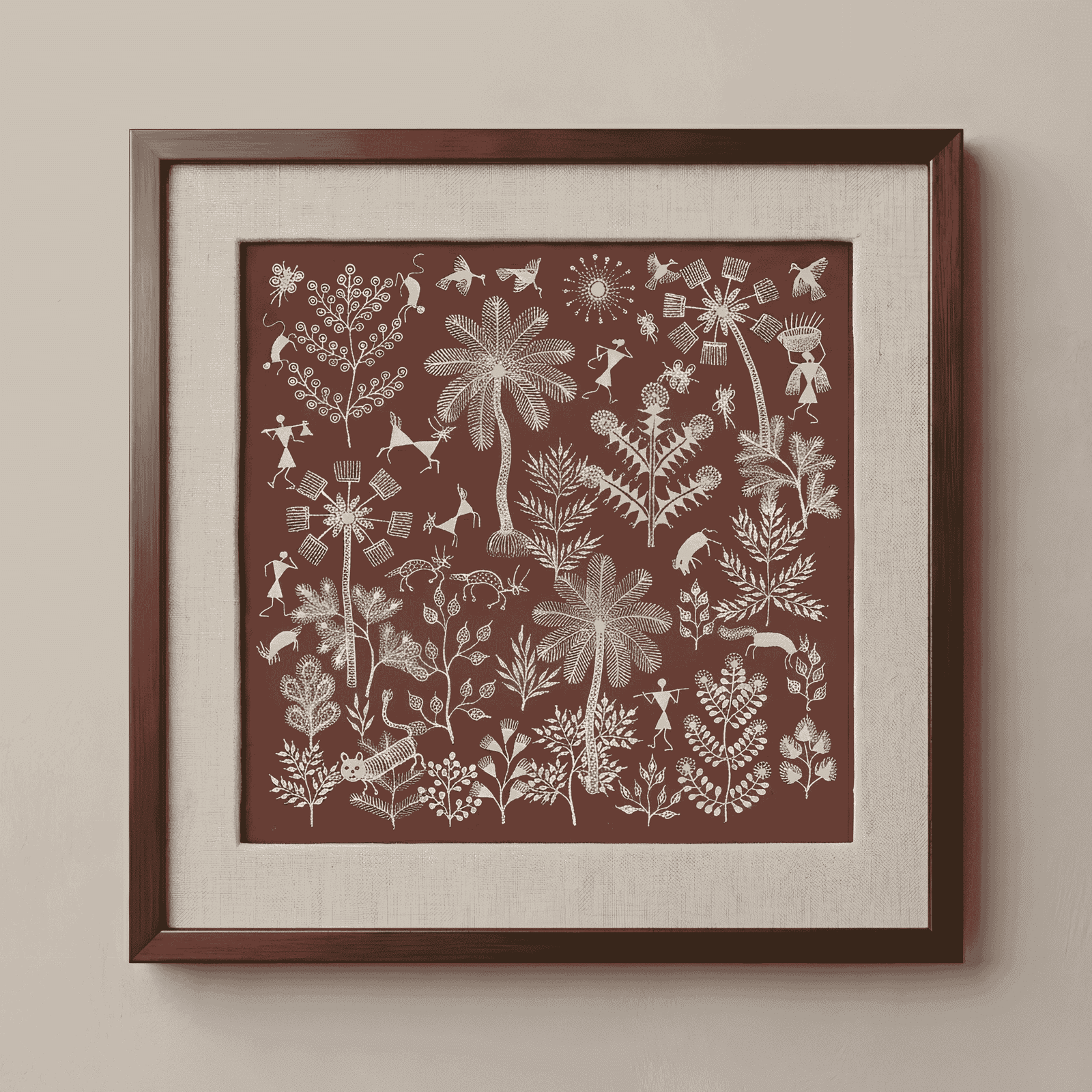 Original Warli Forest and Wildlife Painting