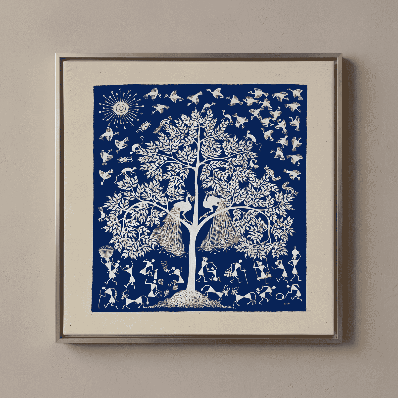 Handcrafted Indigo Blue Warli Painting