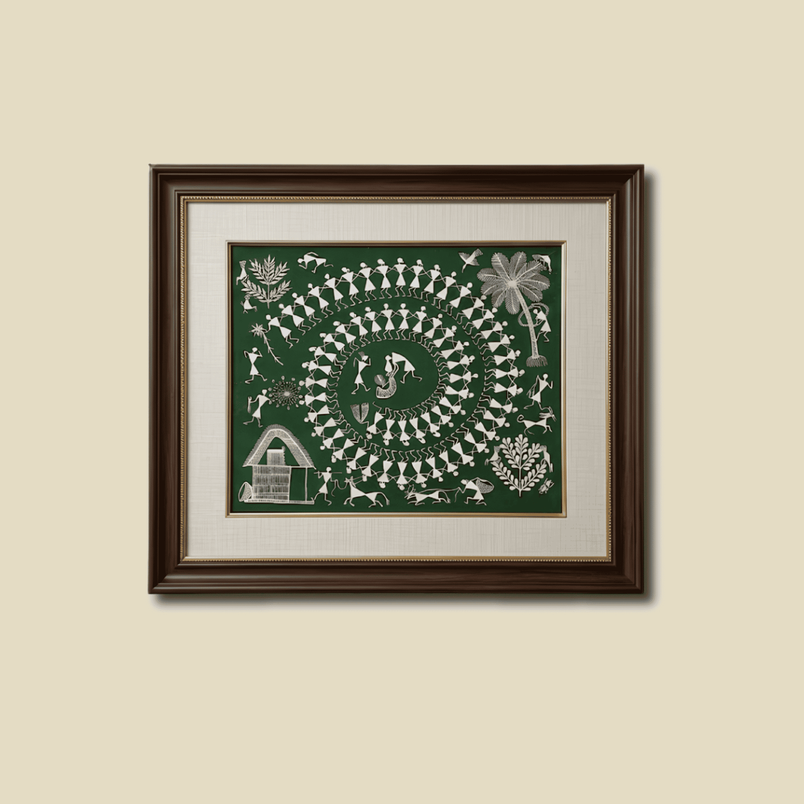 Handpainted Forest Green Warli Painting