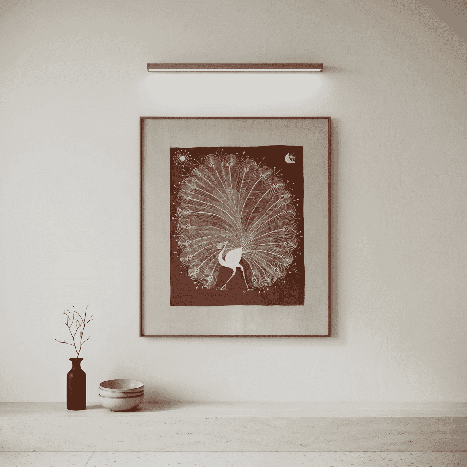 Moonlit Peacock – Tribal Folk Art Painting alternate view