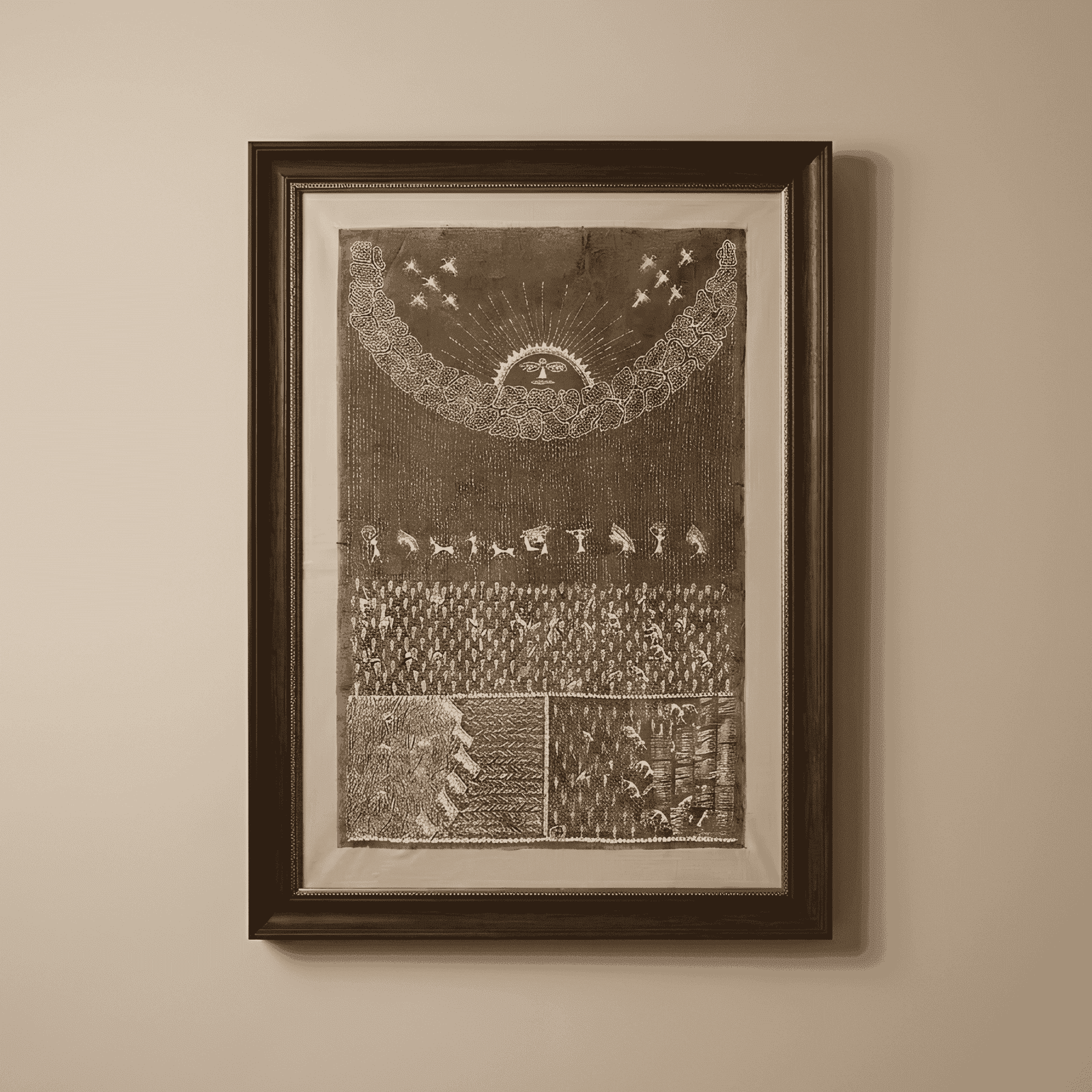 Authentic Warli Monsoon Rains & Sun God Painting
