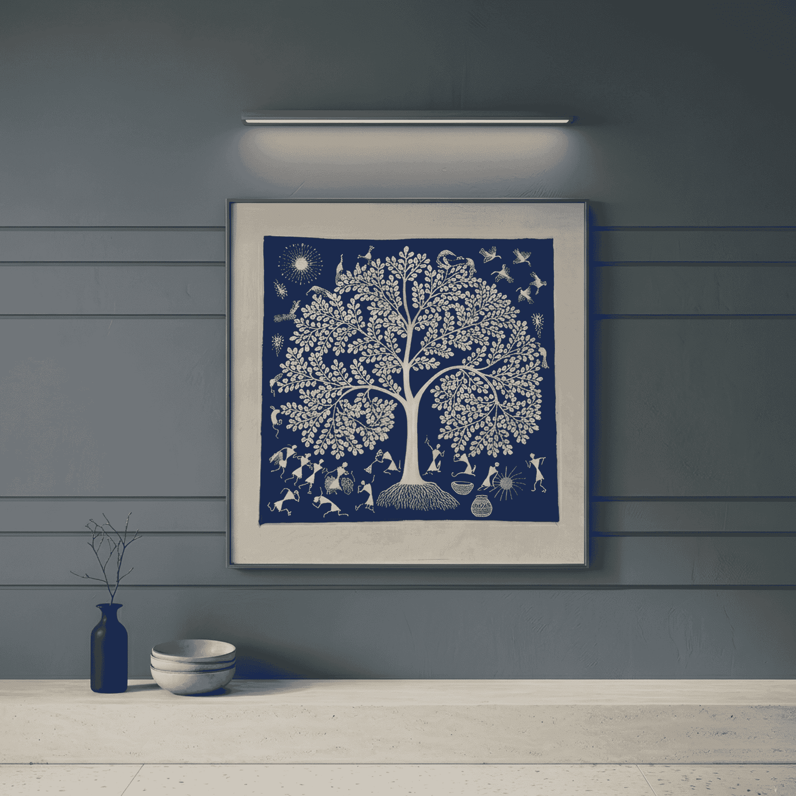 Handmade Warli Painting - Tree of Life alternate view