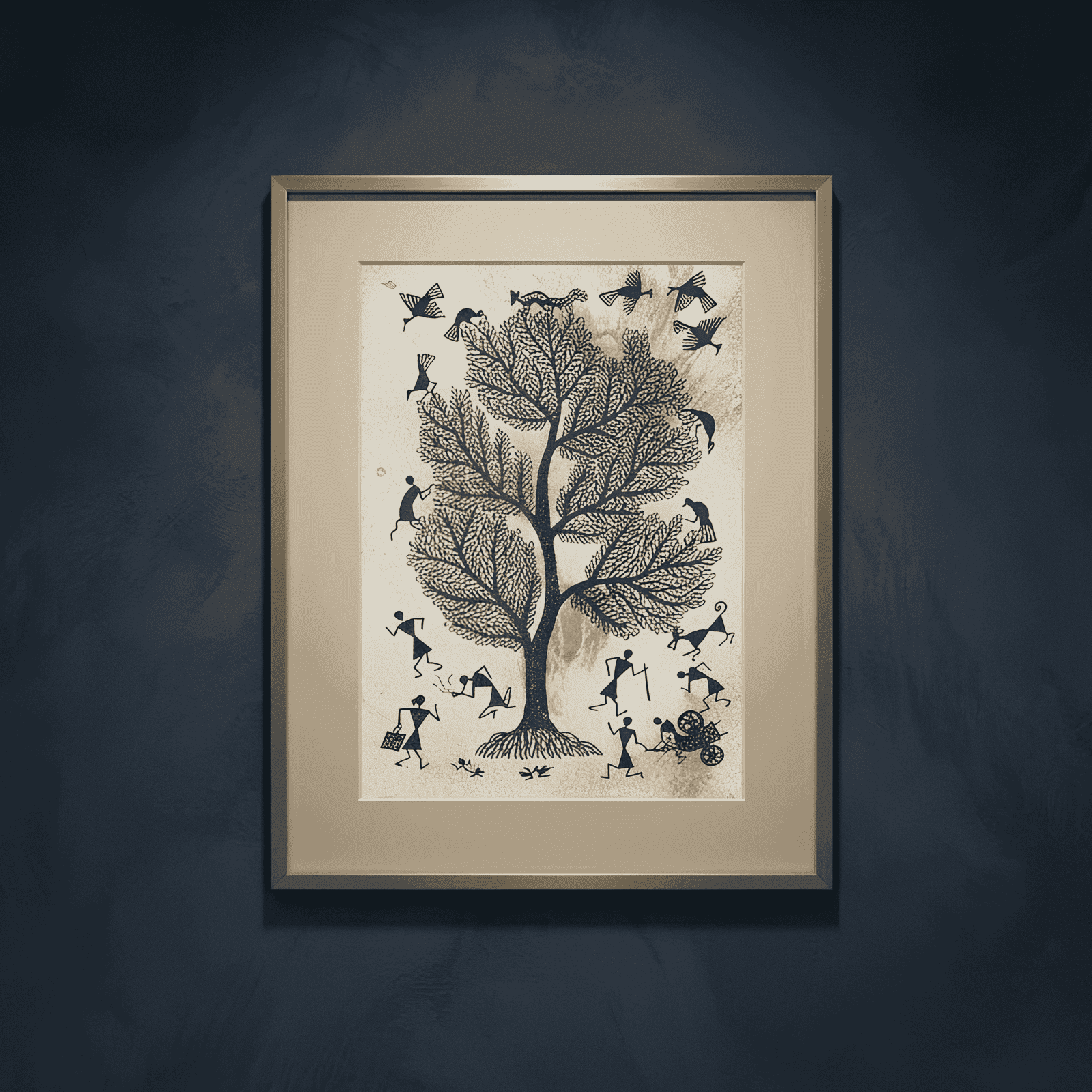 Authentic Warli Tribal Painting – Tree of Life Hand-Painted Wall Art
