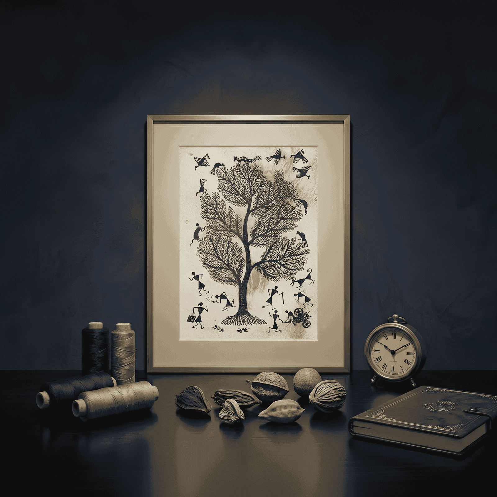 Authentic Warli Tribal Painting – Tree of Life Hand-Painted Wall Art alternate view