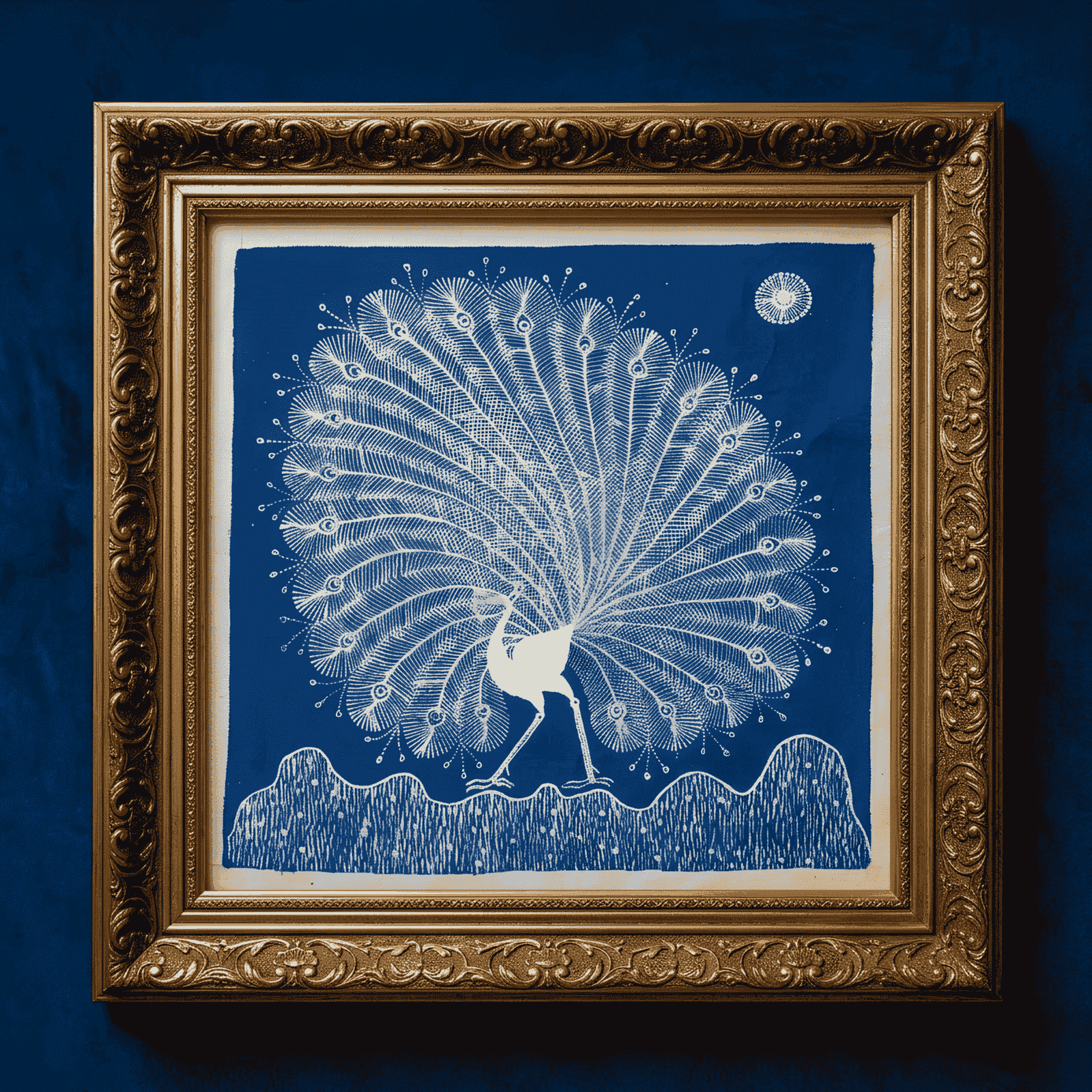Handmade Warli Painting - Dancing Peacock