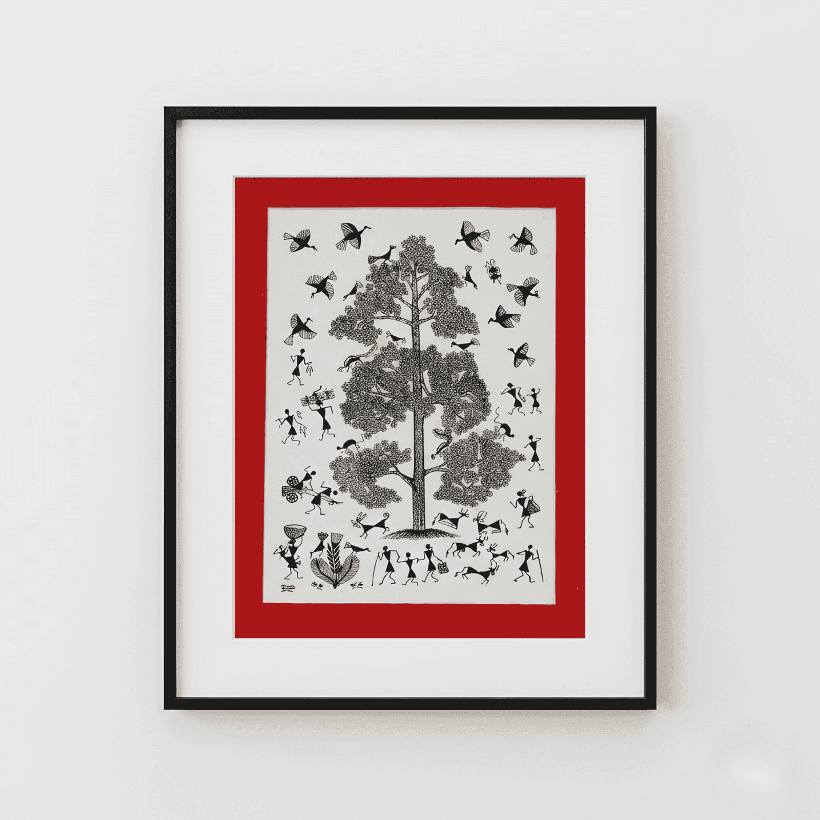 Authentic Warli Tree of Life Monochrome